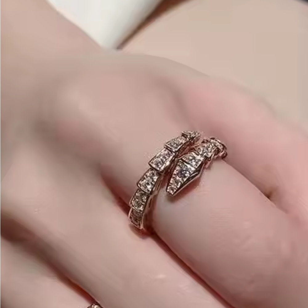 Serpenti Silver Crystal Adjustable Ring